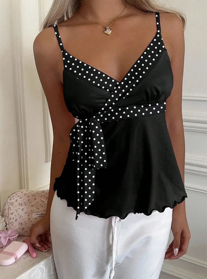 Summer 2026 Wavy Edge Lace-Up Camisole
