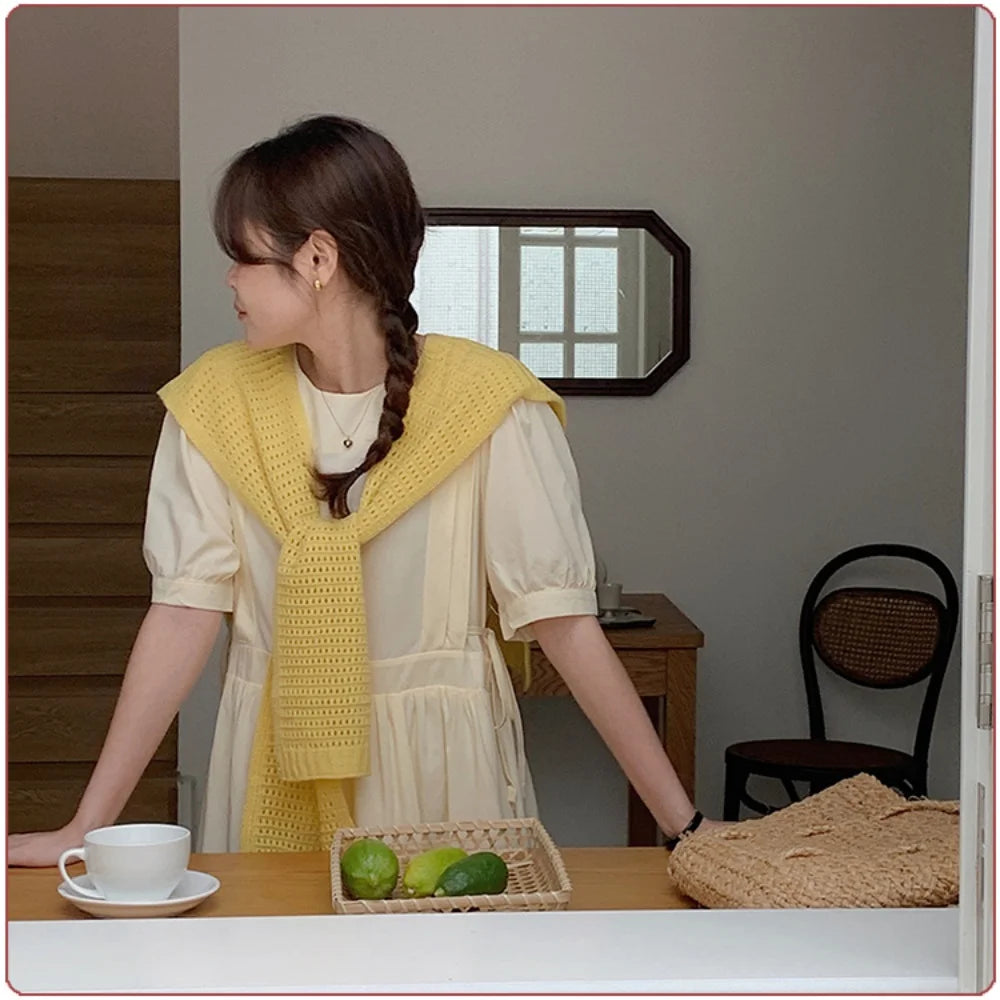 M&T Wear - Korean Knitted Shawl Winter Air Conditioning Fake Collar Neck Guard Knit Thin Knotted Cape Shoulder Warm Scarf For Women - M&T Wear