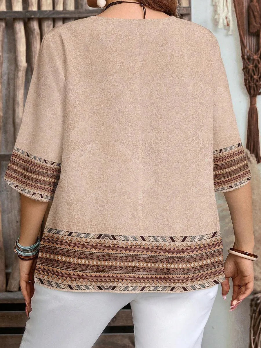 Geo-Knit Drop-Shoulder Top