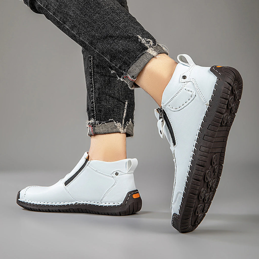 M&T Wear - New Casual Shoes for Men White Luxury Round Toe Men Ankle Boots Light Slip on Walking Shoes Outdoor Comfor Men High Top Sneakers - M&T Wear