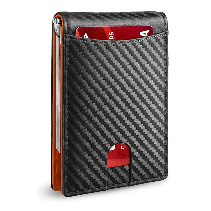 M&T Wear - Slim RFID Leather Money Clip Wallet for Men