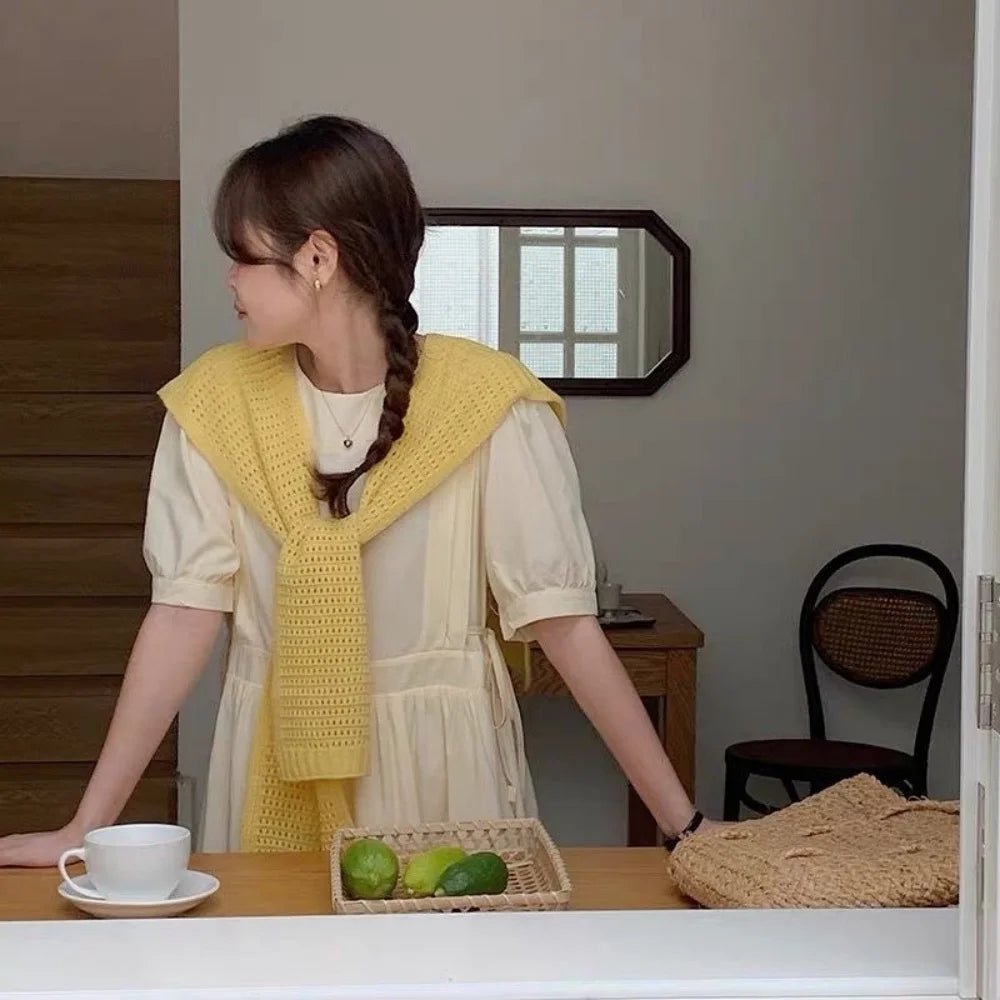 M&T Wear - Korean Knitted Shawl Winter Air Conditioning Fake Collar Neck Guard Knit Thin Knotted Cape Shoulder Warm Scarf For Women - M&T Wear