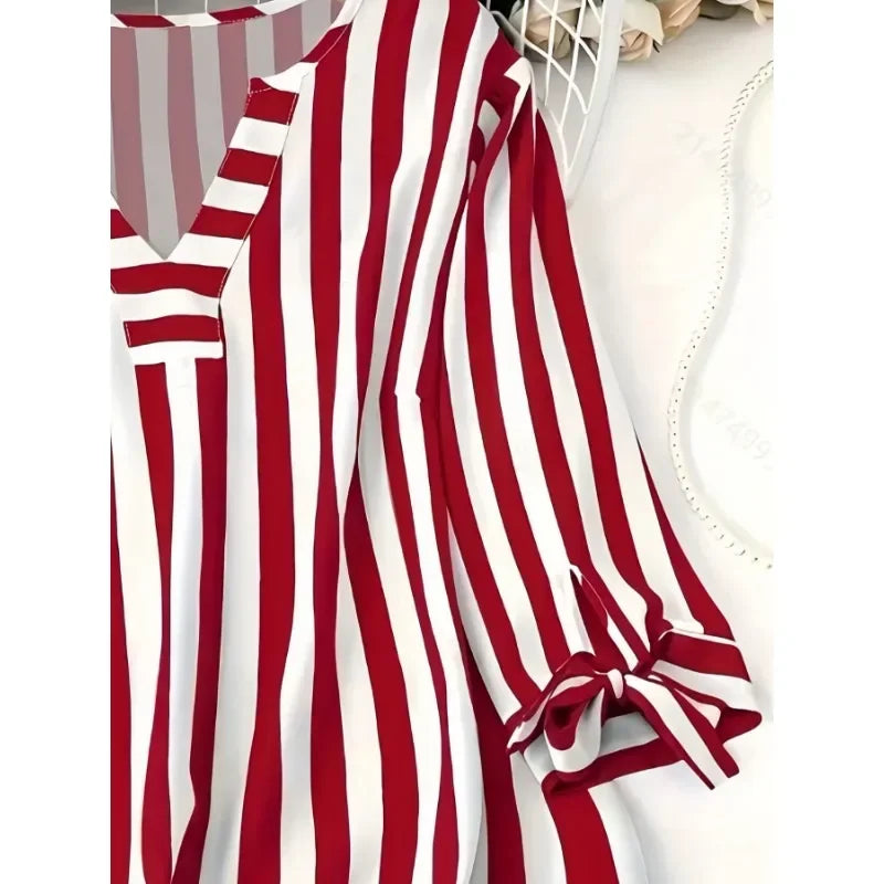 Plus Size V-Neck Chiffon Plaid Jumper