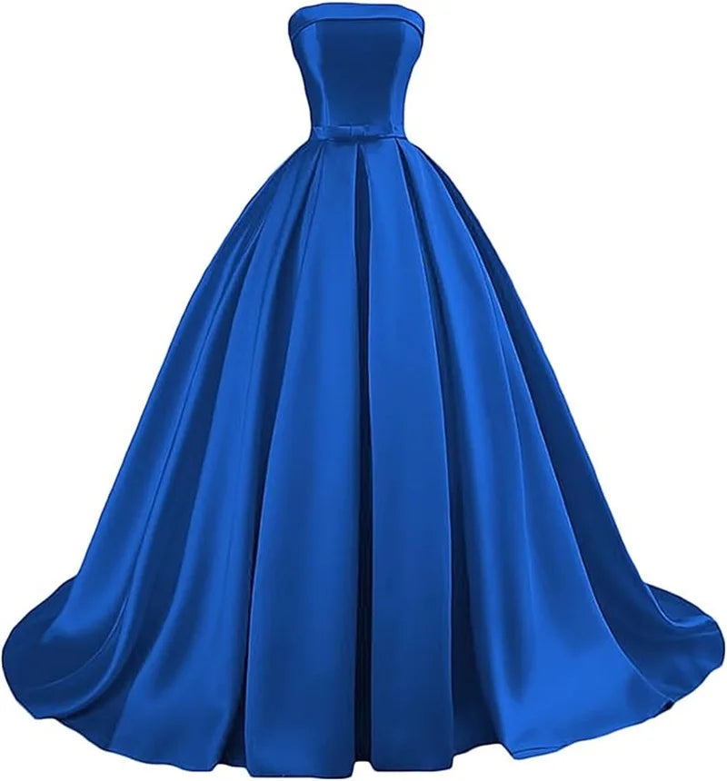 Customized Strapless Satin A-Line Gown