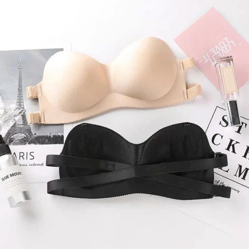 M&T Wear - Seamless, Strapless Push-Up Invisible Bra for Women