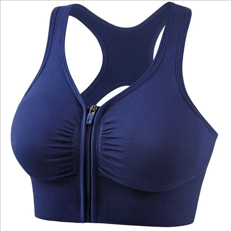 M&T Wear - Women's sports bra fitness top front zipper design sports vest fashionable bra yoga gym sports bra - M&T Wear