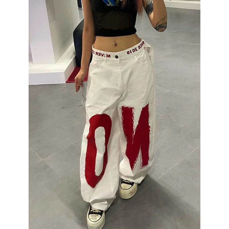 Letter Print Y2K Baggy Jeans