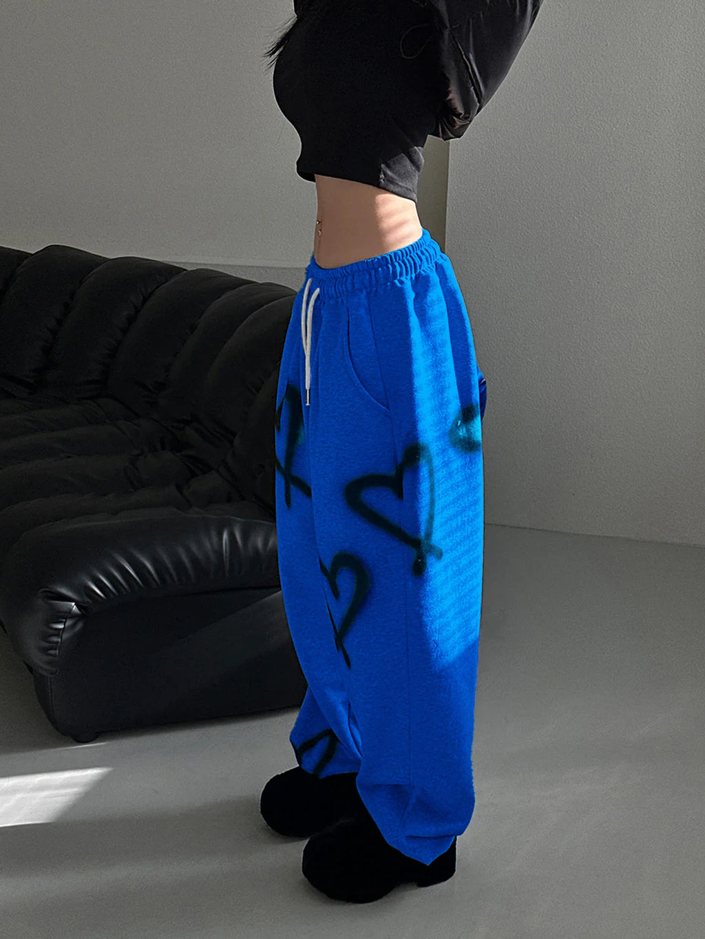 Y2K Heart Print Flare Sweatpants