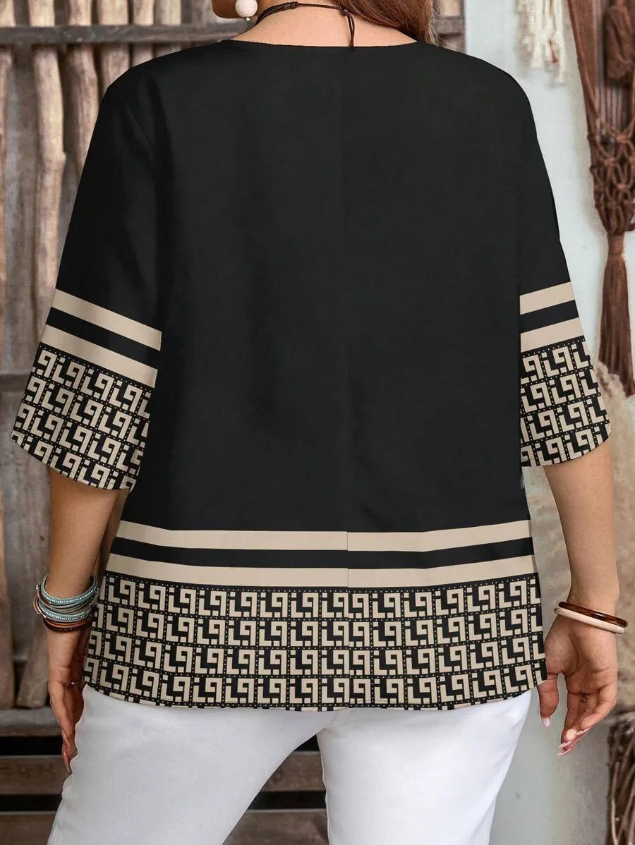 Geo-Knit Drop-Shoulder Top