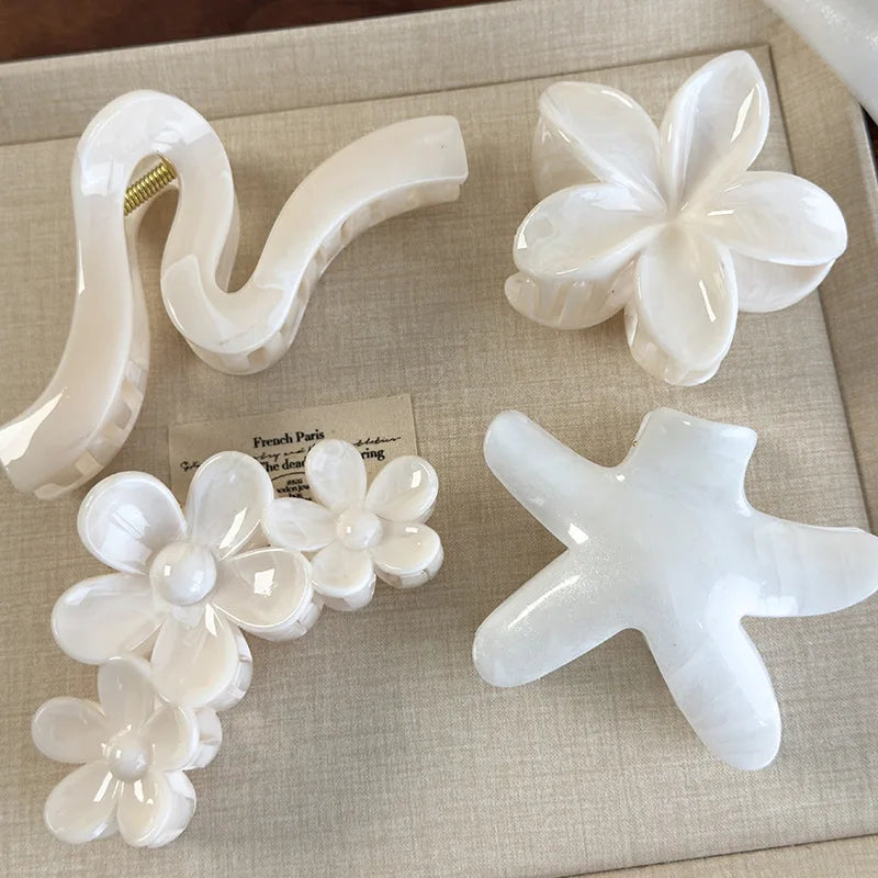 M&T Wear - Hawaii Plumeria Hair Claw Clips 2025 Non-Slip Flower Hair Accessories