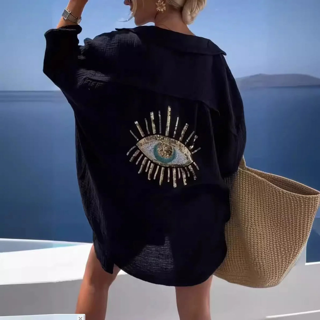 Evil Eye Beach Style Casual Shirt
