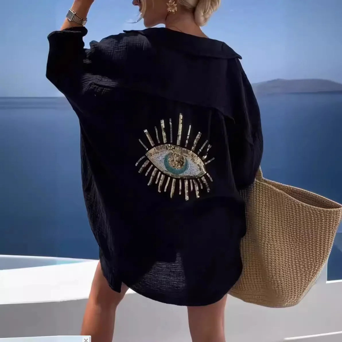 Evil Eye Beach Style Casual Shirt