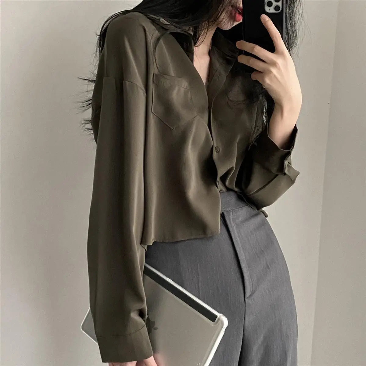 Single-Breasted Elegant Casual Blouse