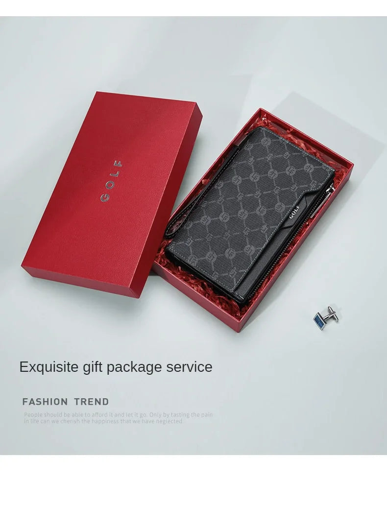 M&T Wear - GOLF Long Wallet for Men, Leather Clutch & Organizer