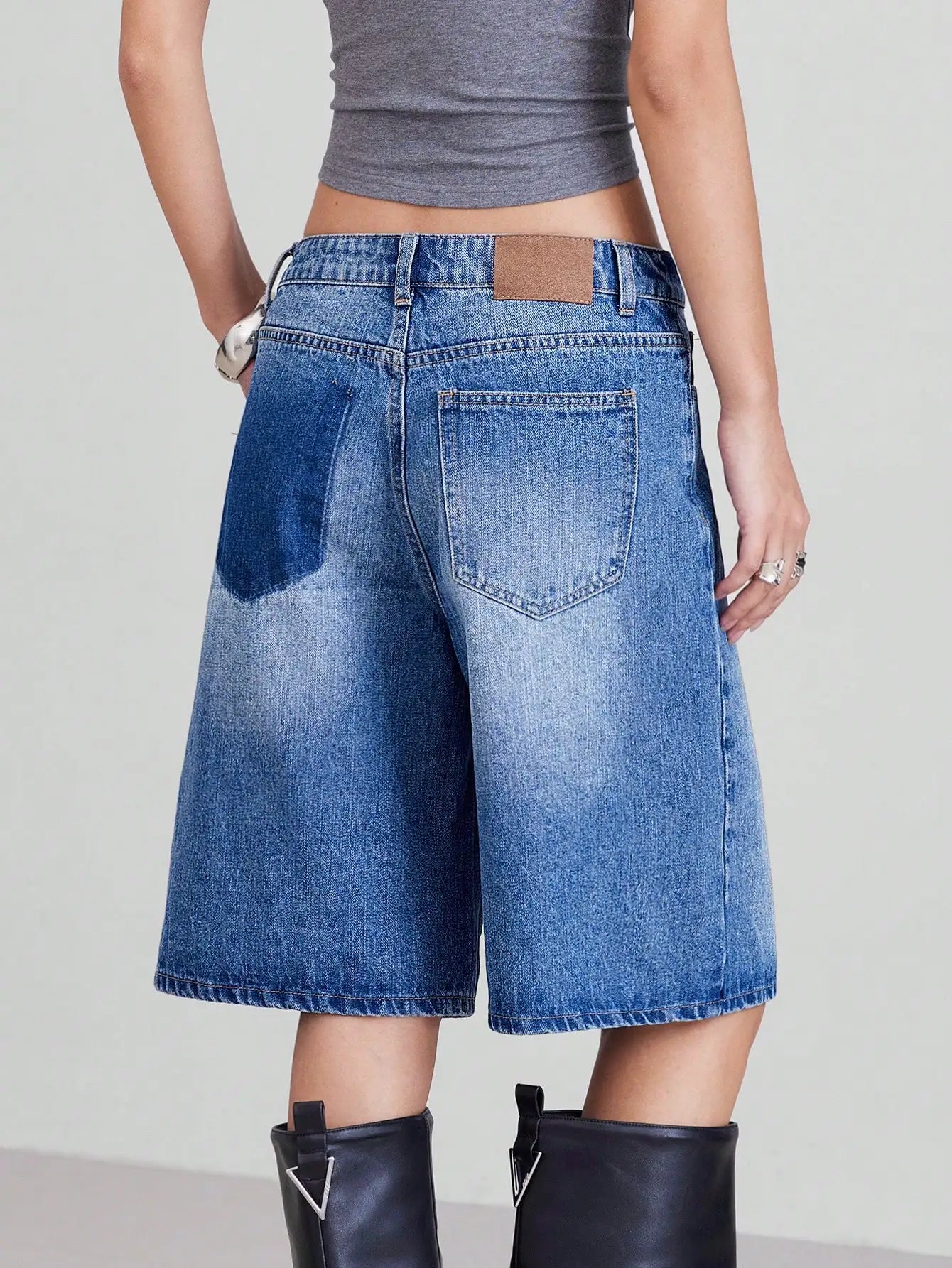American Retro Wide-Leg Denim Shorts