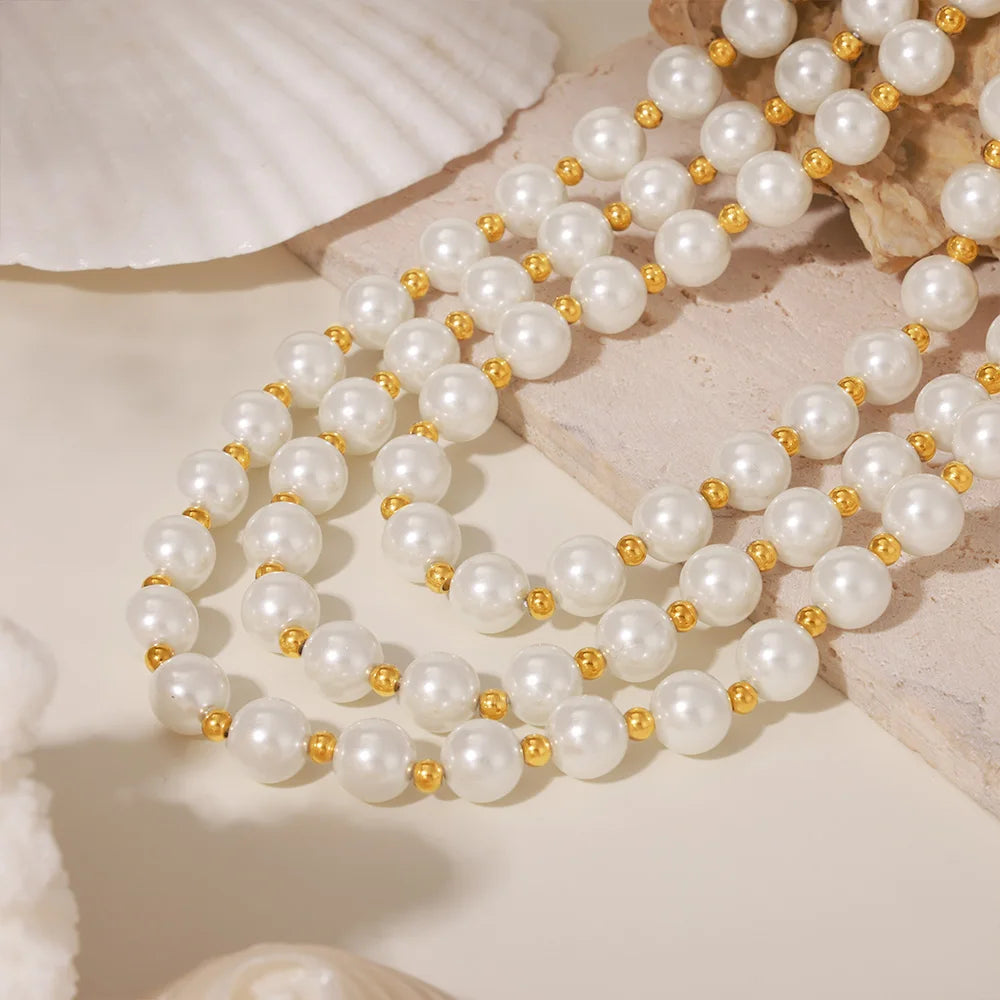 M&T Wear - White Shell Beaded Clavicle Necklace for Women