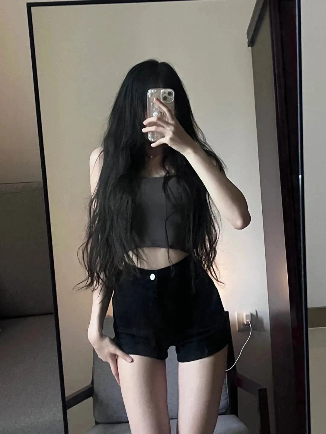 Retro High-Waist Denim Hot Pants