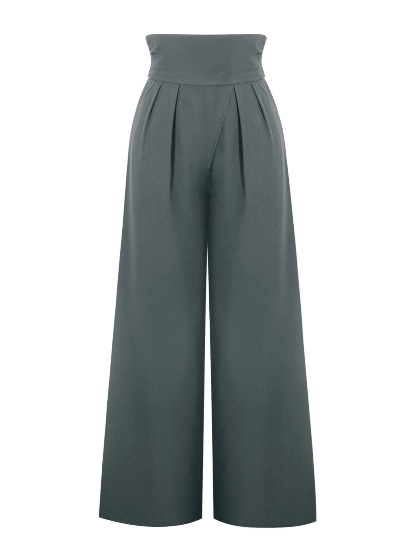 High-Waist Pleated Wide-Leg Suit Pants