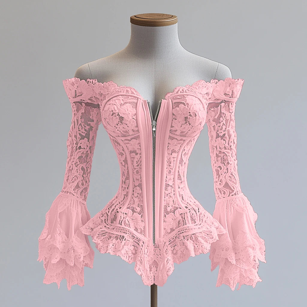 Off-Shoulder Floral Lace Blouse