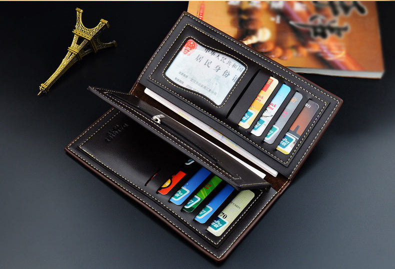 M&T Wear - Men’s Long PU Leather Wallet with Multi-Card & Coin Compartments
