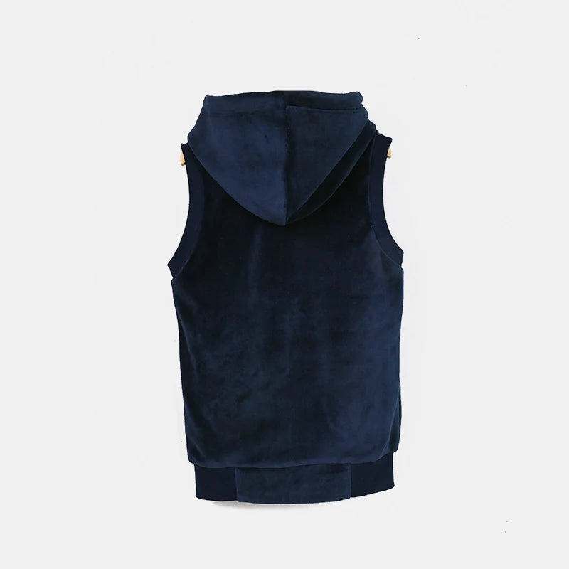M&T Wear - Girl school vest navy velour lining hooded