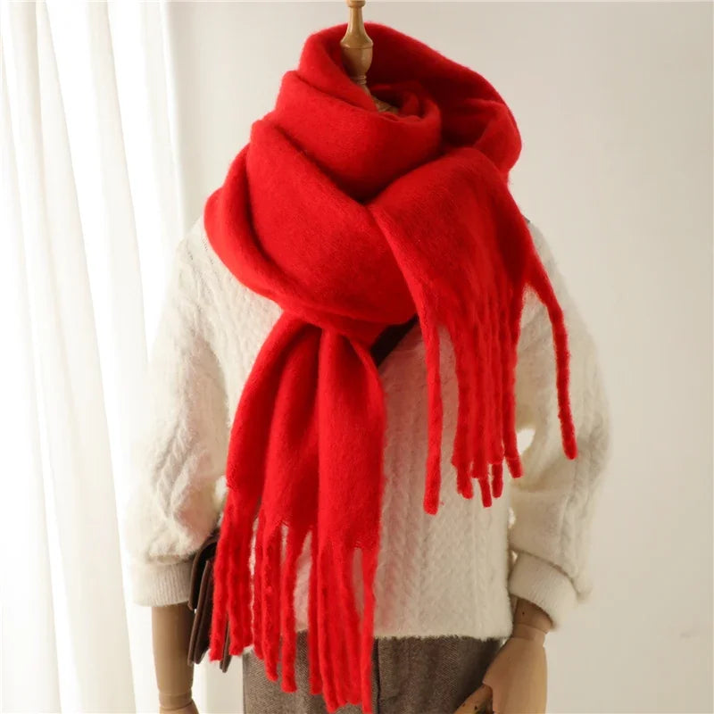 M&T Wear - Winter Scarf for Women Cashmere Warm Solid Pashmina Blanket Wraps Female Thick Soft Bufanda Big Tassel Shawl Long Poncho Echarpe - M&T Wear