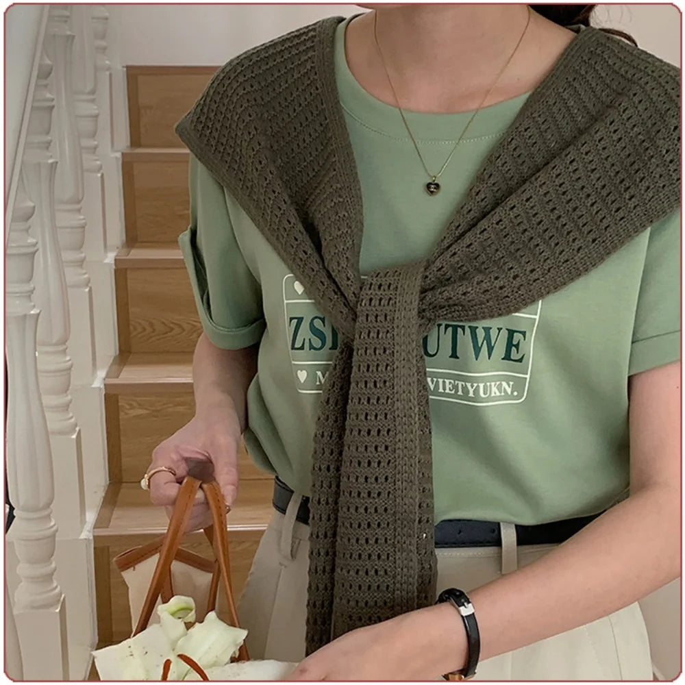 M&T Wear - Korean Knitted Shawl Winter Air Conditioning Fake Collar Neck Guard Knit Thin Knotted Cape Shoulder Warm Scarf For Women - M&T Wear