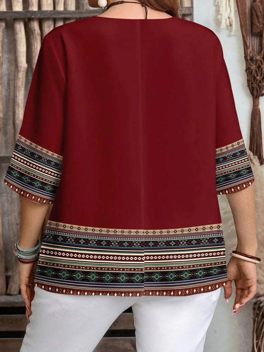 Geo-Knit Drop-Shoulder Top