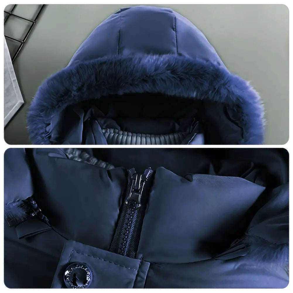 M&T Wear - Children's Winter Jacket Thick Warm Fur Collar Hood Beads Elastic Waist Teens Girls Down Coat,Fashion Windproof Kids Overcoat - M&T Wear