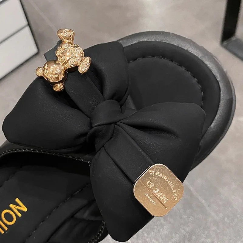 M&T Wear - Women's Thick Sole Designer Bow Slides