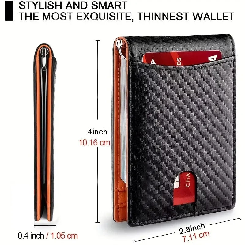 M&T Wear - Slim RFID Leather Money Clip Wallet for Men