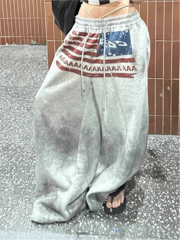 Y2K Goth Print Hip-Hop Wide-Leg Sweatpants