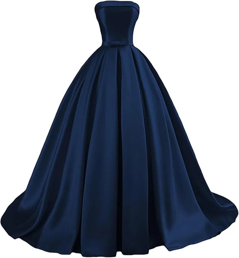Customized Strapless Satin A-Line Gown