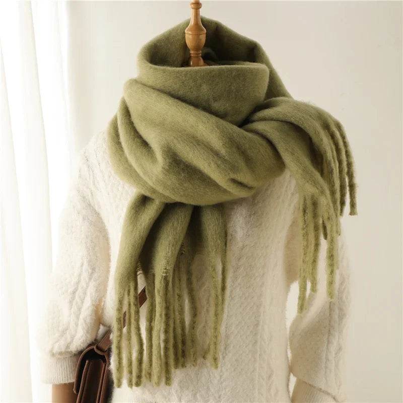 M&T Wear - Winter Scarf for Women Cashmere Warm Solid Pashmina Blanket Wraps Female Thick Soft Bufanda Big Tassel Shawl Long Poncho Echarpe - M&T Wear
