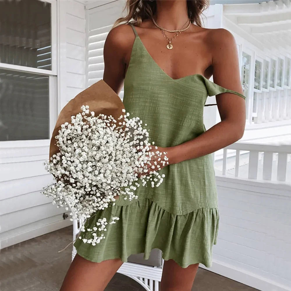 Ruffle Spaghetti Strap Summer Mini Dress