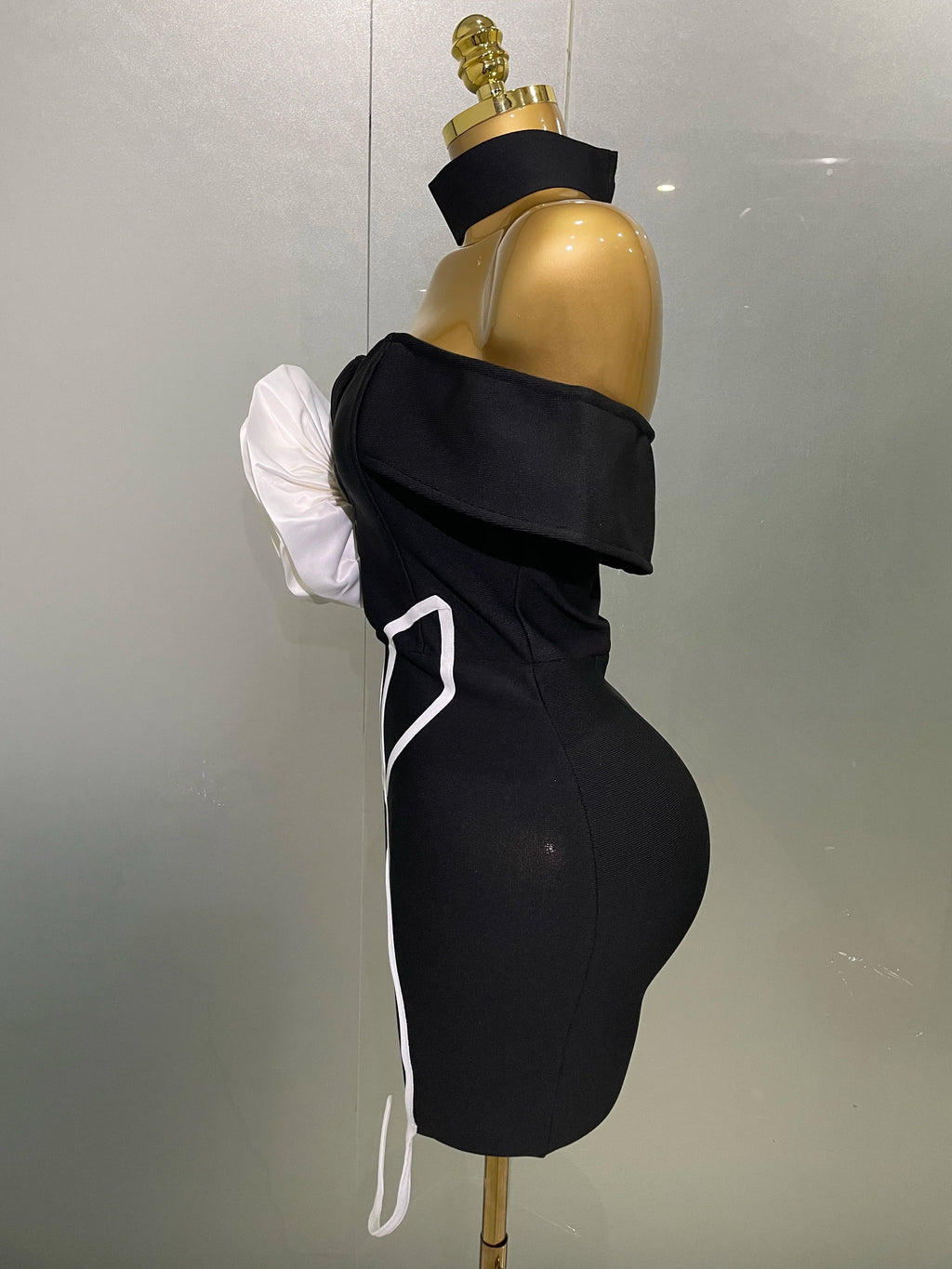 M&T Wear - Women 2025 New Sexy Off Shoulder White Flower Black Mini Bodycon Bandage Dress Luxury Celebrity Evening Club Elegant Party Gowns - M&T Wear