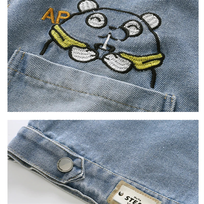 M&T Wear - Kids Denim Jacket Boys Jeans Coat Clothing Fashion Baby Boy Denim Jacket With Cartoon Embroidery Child Casual Streetwear Outfit - M&T Wear