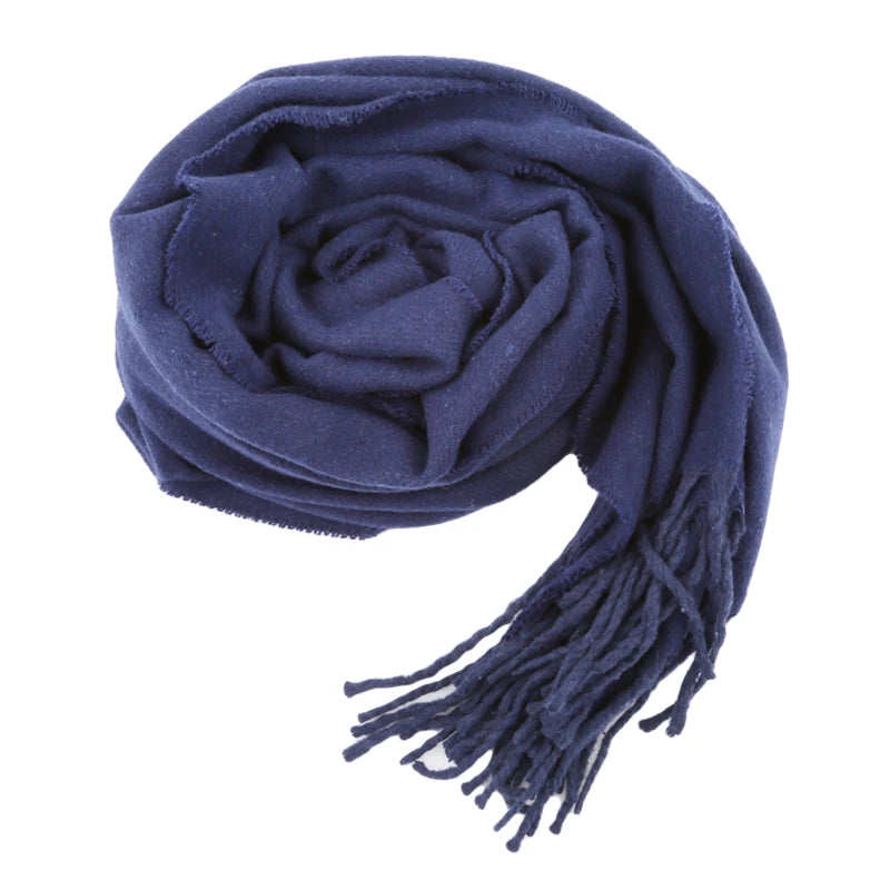 M&T Wear - Wool Scarves Winter Soft Warm Cashmere Shawl Thickened Long Tassel Shawl Warm Scarf Fashion Solid Color Women Man Scarf - M&T Wear