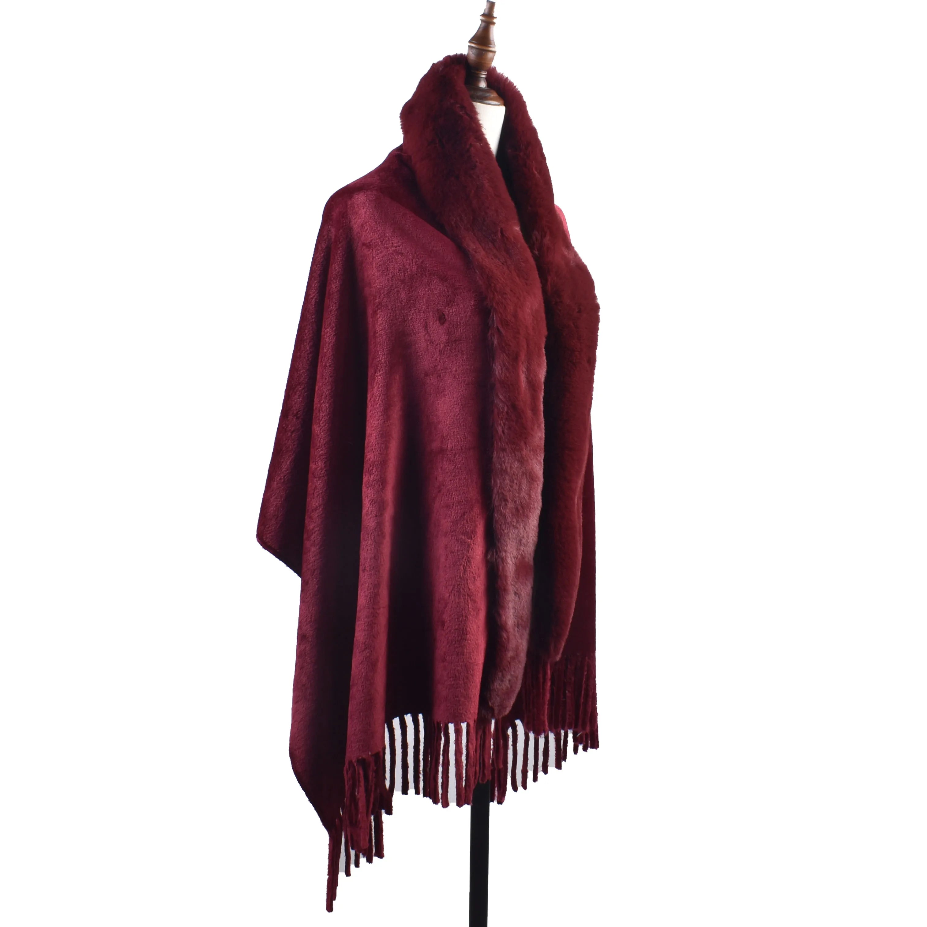 M&T Wear - Winter New Solid Color Shawl Warm Women's Wool Neck Scarf Shawl Dual purpose Thickened Dress Shawl - M&T Wear
