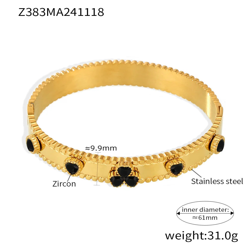 M&T Wear Women's Gear Buckle Bracelet – Love Zircon Stainless Steel Jewelry