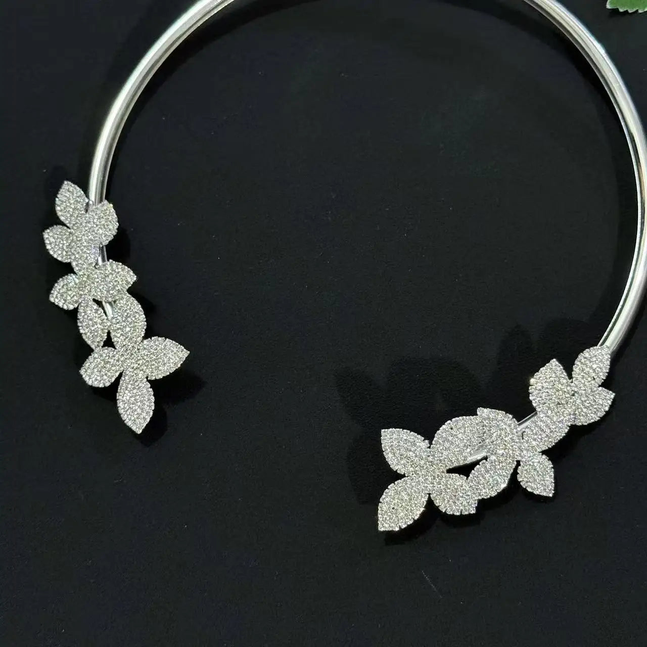M&T Wear - Minimalist Rhinestone Collar Necklace for Women