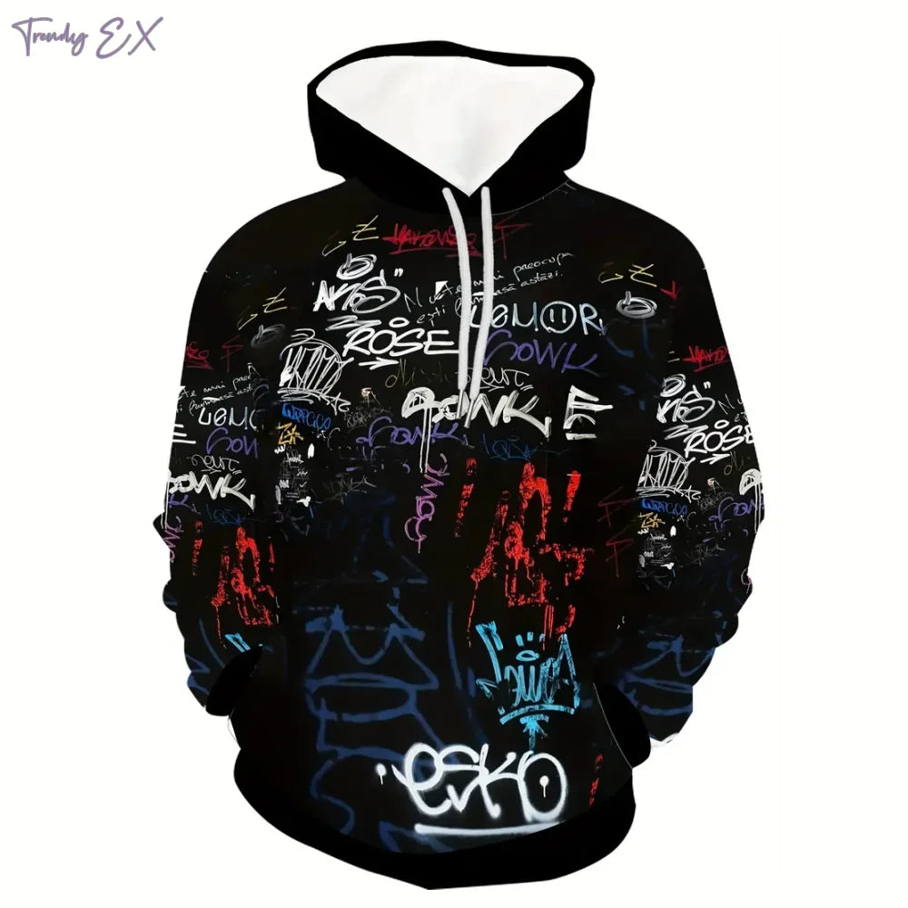 M&T Wear - Graffiti Print Oversized Streetwear Hoodie