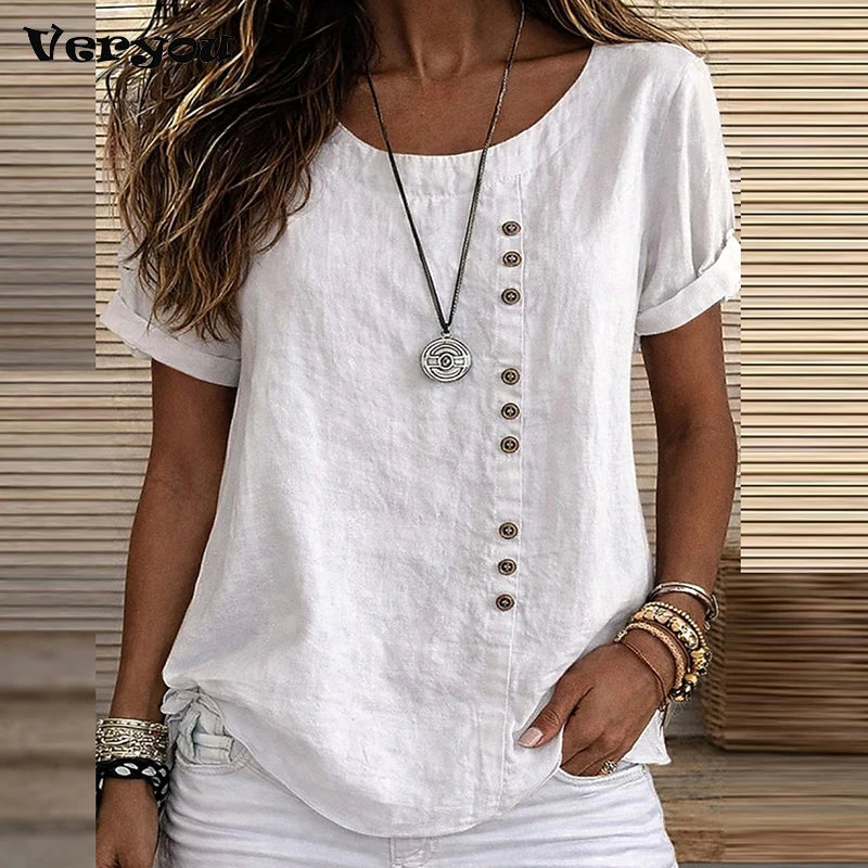 Vintage Button-Detail Tee