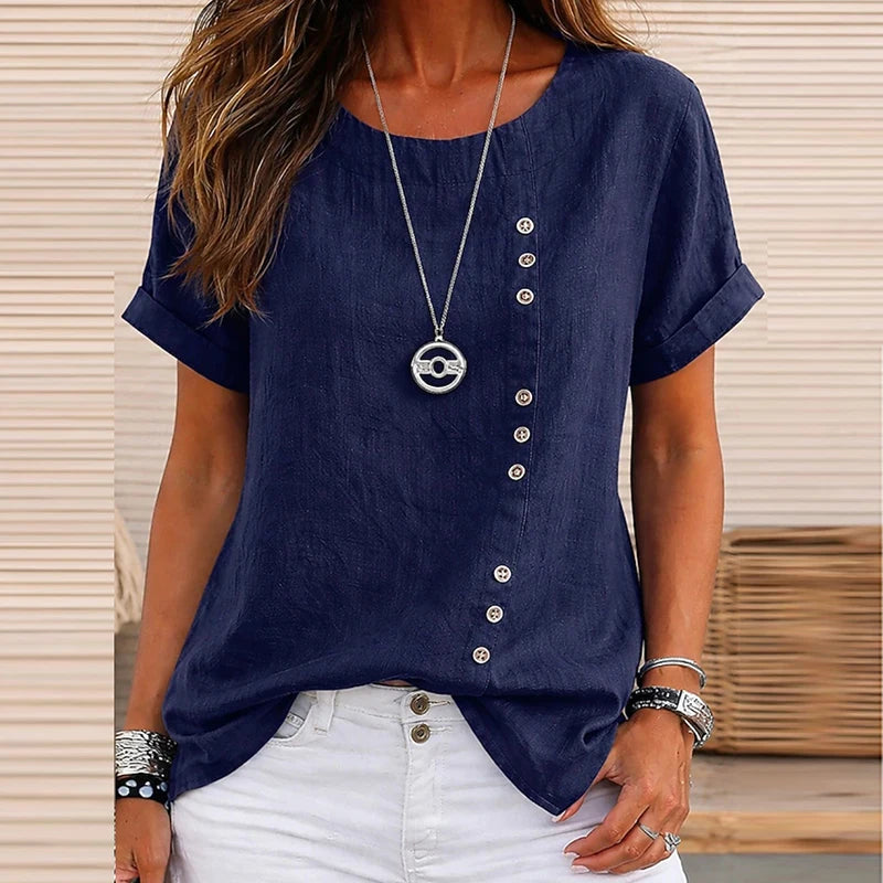 Vintage Button-Detail Tee