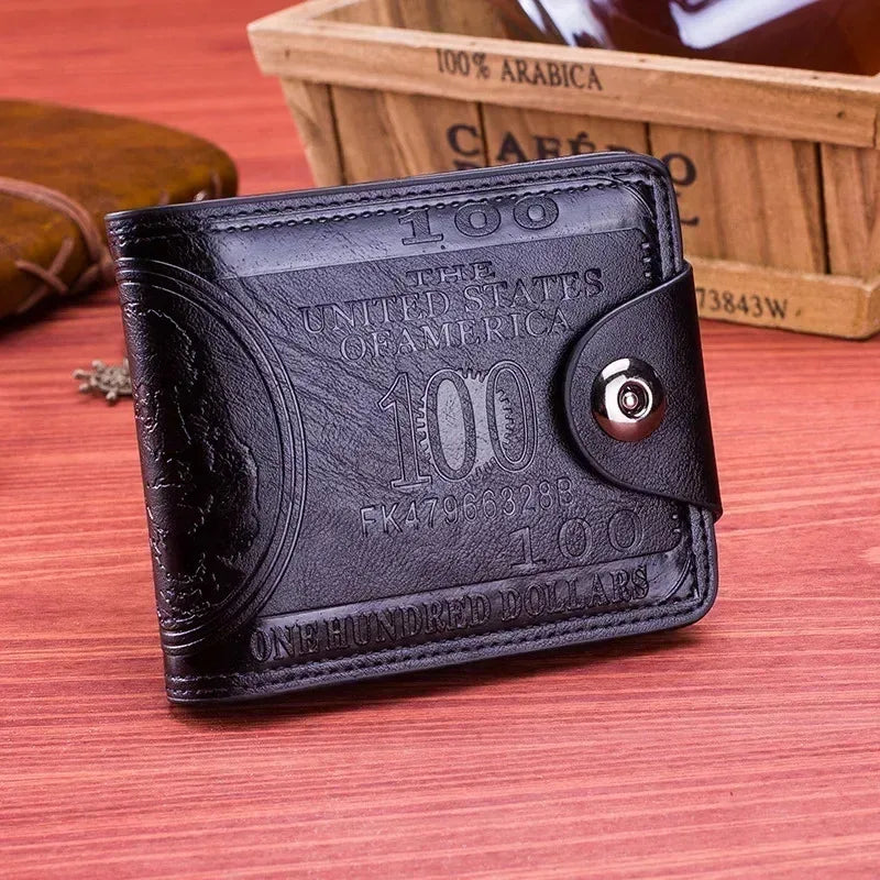 M&T Wear - Men’s PU Leather Wallet with Money Print & Coin Pocket