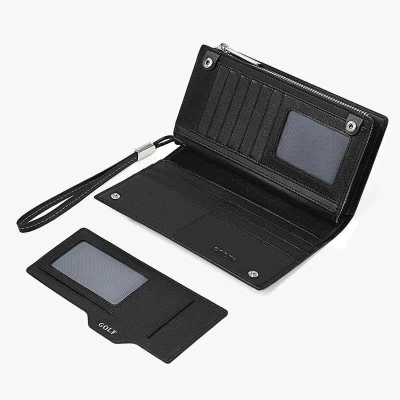 M&T Wear - GOLF Long Wallet for Men, Leather Clutch & Organizer