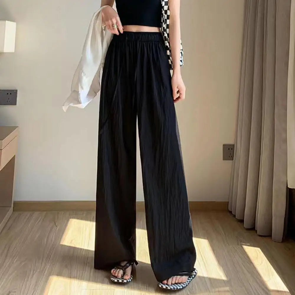 Summer Ice Silk Wide-Leg Trousers