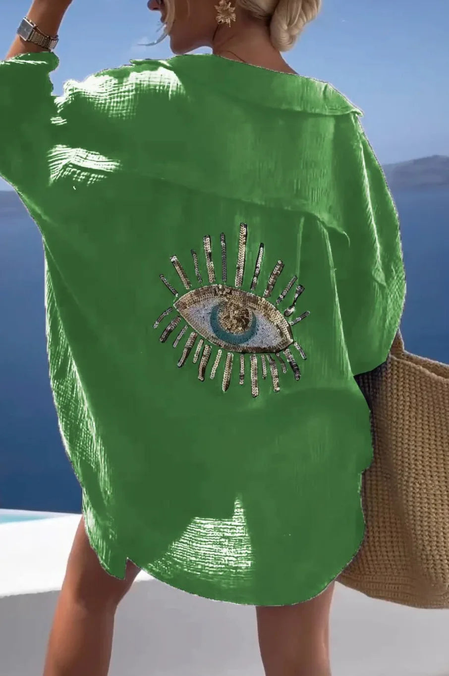 Evil Eye Beach Style Casual Shirt