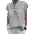 M&T Wear - Women's Cotton Linen V-Neck Summer Blouse