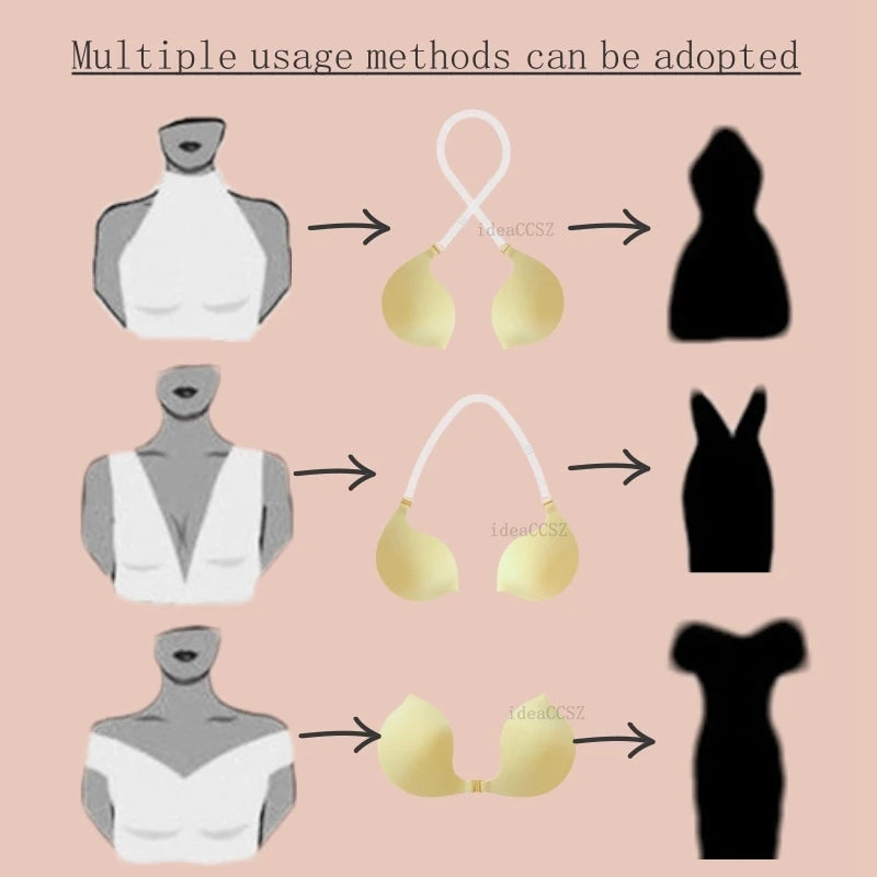 M&T Wear - Strapless Bra for Women Seamless Invisible Push Up Bras Backless Wedding Brassiere Self Adhesive Sexy Lingerie A To C Cup - M&T Wear